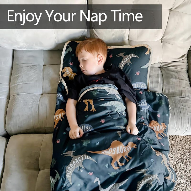 PRIMLECT Toddler Nap Mat Extra Large Thickened 55''x35'', Soft Sleeping Bag with Detachable Minky Blanket and Pillow, Portable for Daycare, Preschool, Kindergarten, Travel, Boys and Girls - Image 4